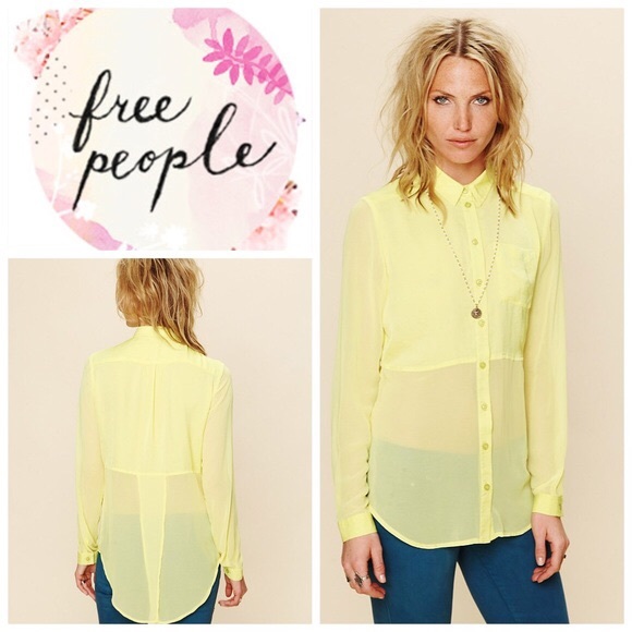 FREE PEOPLE sheer button down blouse - Picture 2 of 7